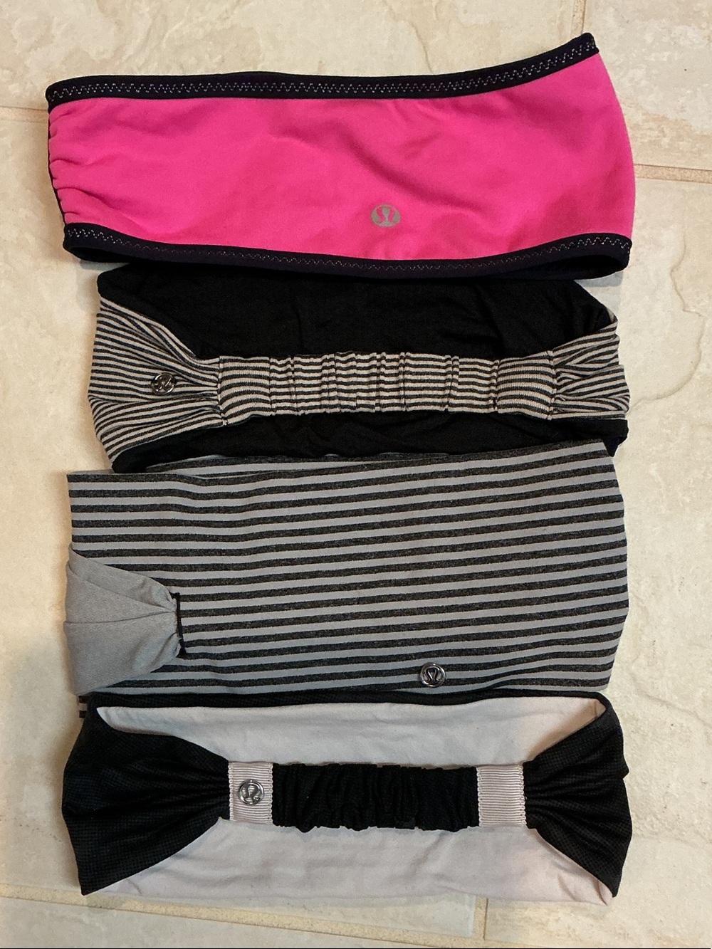 lululemon athletica Hot Pink and Black Headband Set - 4 Pack